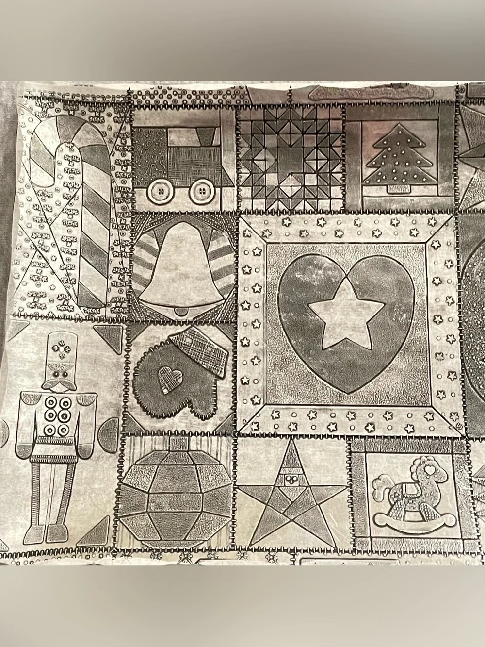 Wendell August Holiday Patchwork Aluminum Rectangular Tray Made in USA